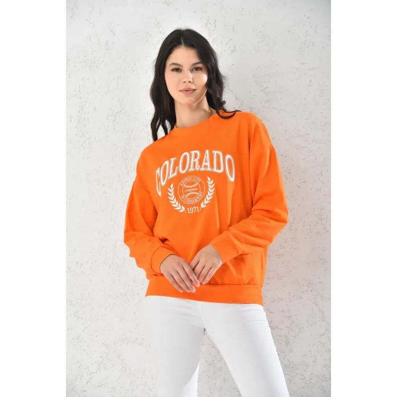 MROTTO - Poleron Colorado Mujer Naranja - Manga Larga