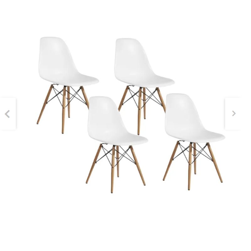 GENERICO - Pack 4 Sillas Blancas Eames Comedor Living