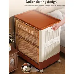 EVERSO - Cajas Organizadora Plegables Gran Multiuso Con Tapa Y Ruedas Café