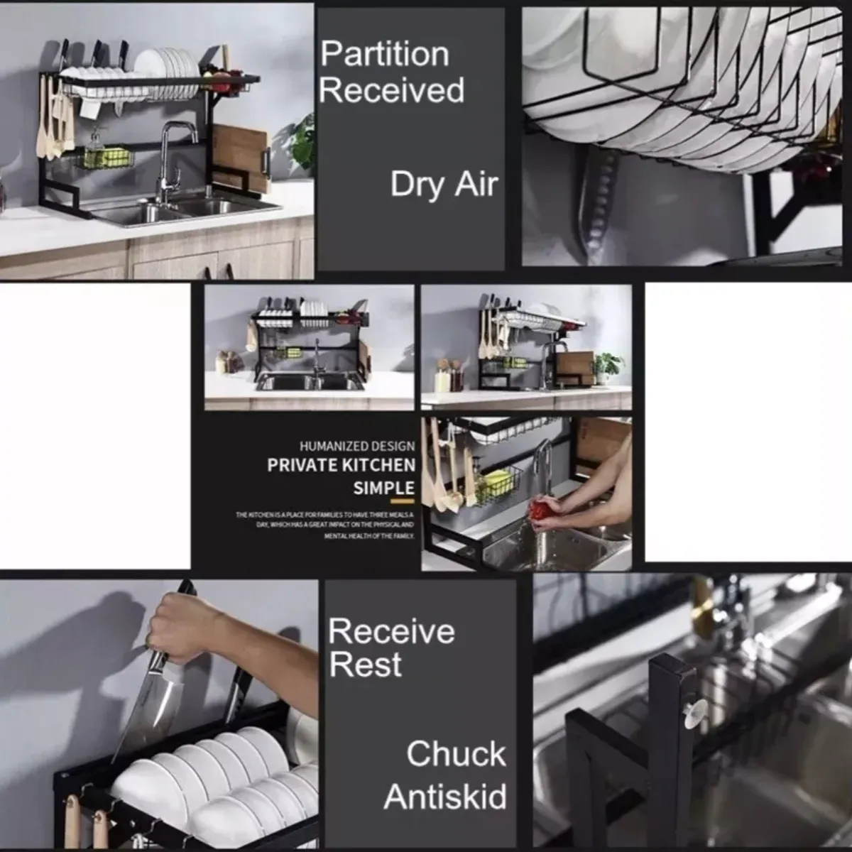 MOMO - Seca Plato Acero Inoxidable  Escurridor Vajilla 85cm  Amplio y grande