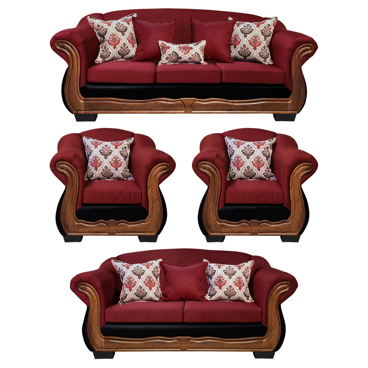 AMERICA DECORA - Living Con Resorte Estructural Búfalo 9 Personas 4+3+1+1 Chenille+PU X