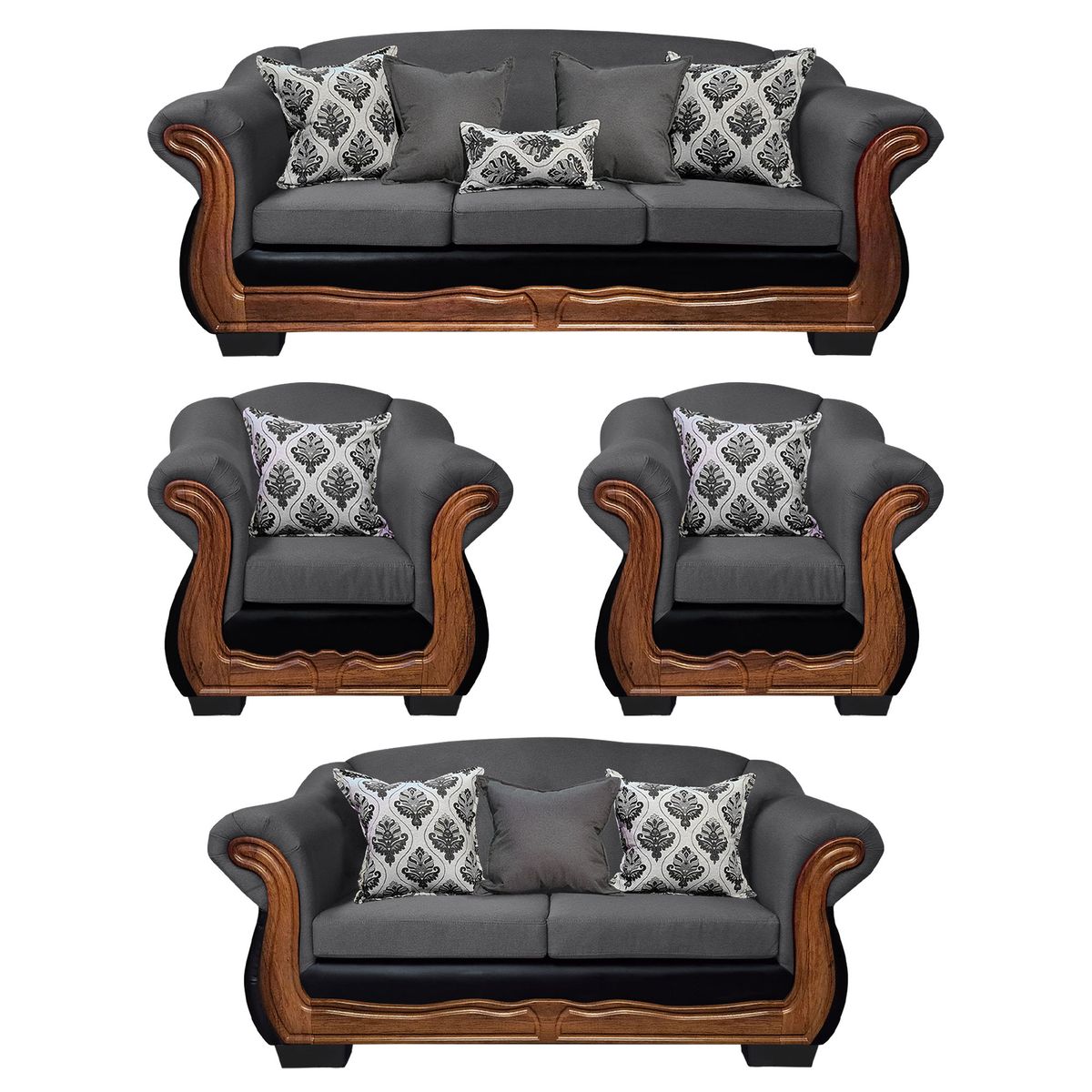 AMERICA DECORA - Living Con Resorte Estructural Búfalo 9 Cuerpos 4+3+1+1 Chenille+PU X