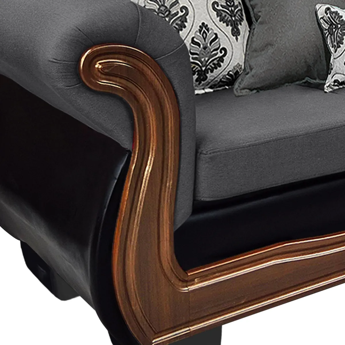 AMERICA DECORA - Living Con Resorte Estructural Búfalo 9 Cuerpos 4+3+1+1 Chenille+PU X