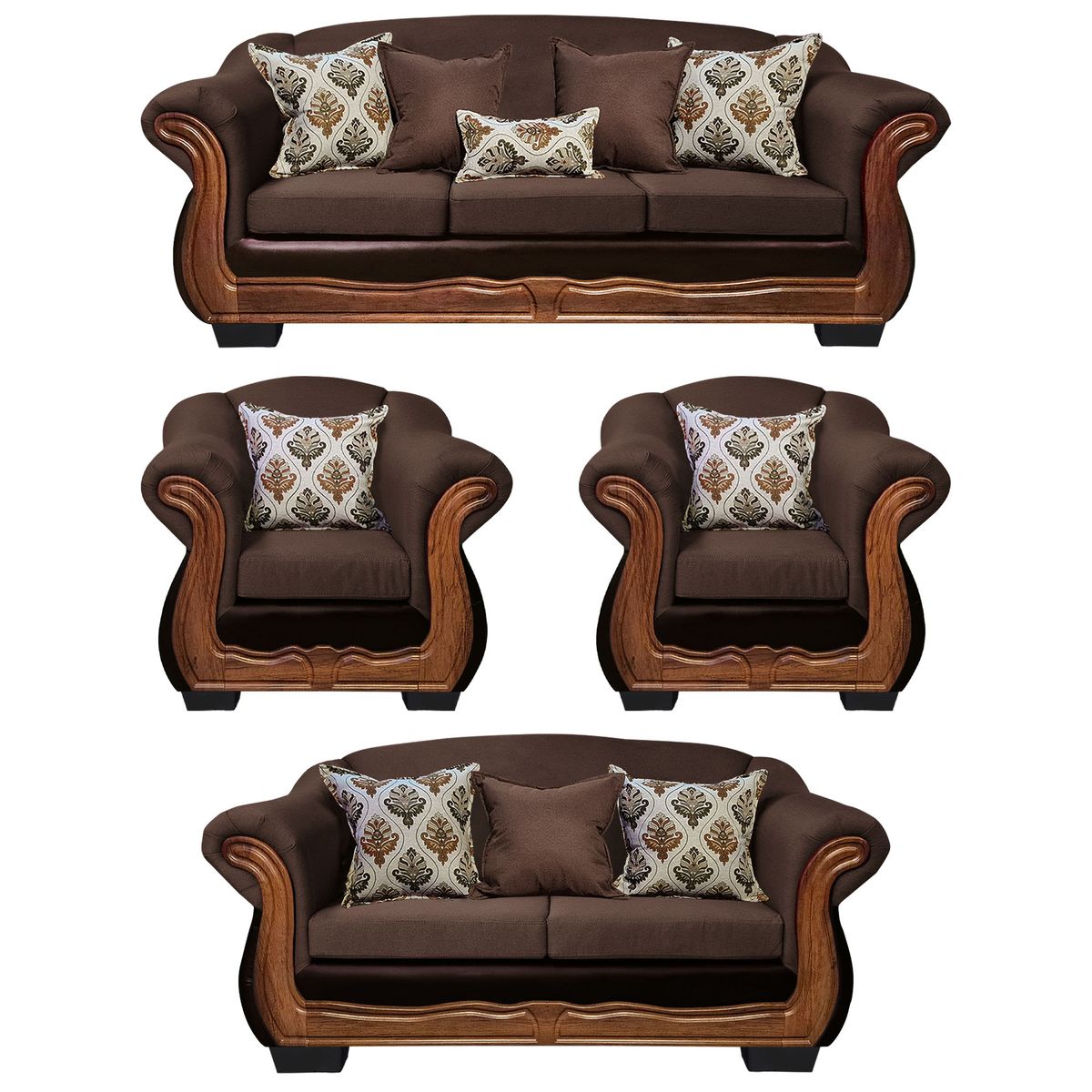 AMERICA DECORA - Living Con Resorte Estructural Búfalo 9 Cuerpos 4+3+1+1 Chenille+PU X