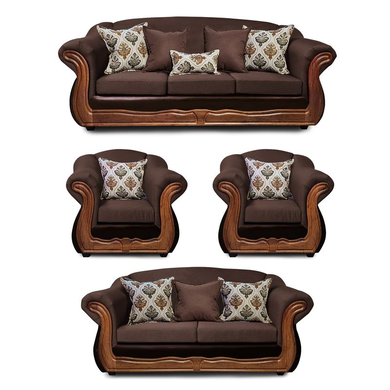 AMERICA DECORA - Living Con Resorte Estructural Búfalo 9 Personas 4+3+1+1 Chenille+PU X
