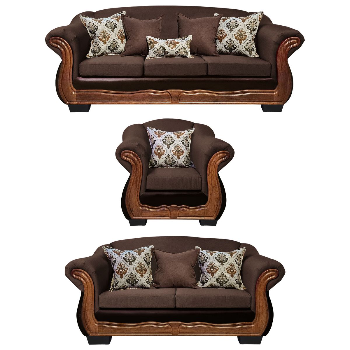 AMERICA DECORA - Living Con Resorte Estructural Búfalo 8 Cuerpos 4+3+1 Chenille+PU X