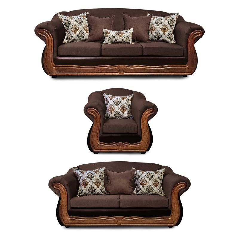 AMERICA DECORA - Living 4-3-1 Grand Búfalo Mixto Café Oscuro X