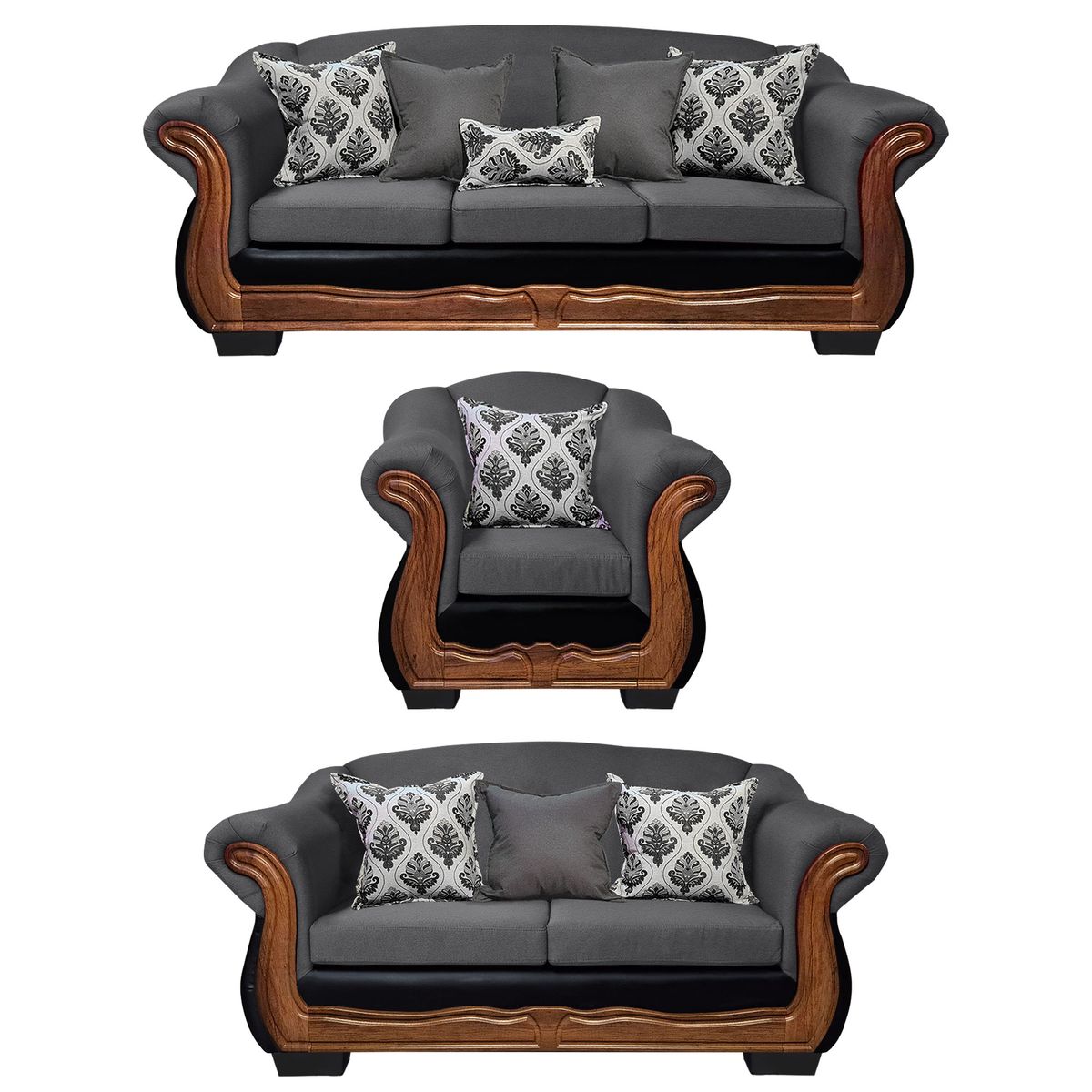 AMERICA DECORA - Living Con Resorte Estructural Búfalo 8 Cuerpos 4+3+1 Chenille+PU X