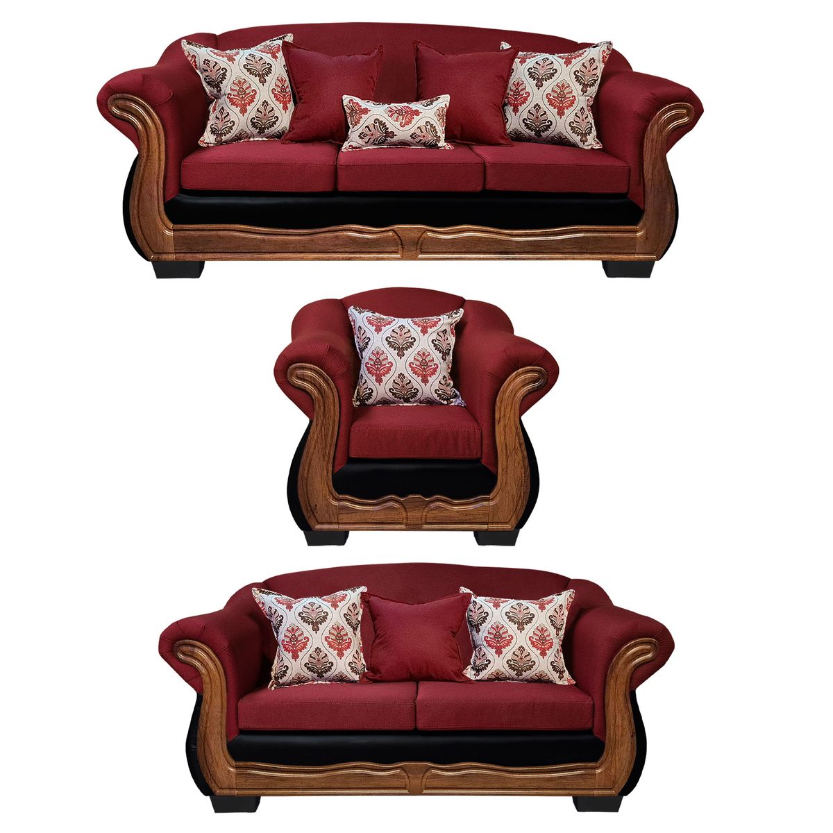 AMERICA DECORA - Living Con Resorte Estructural Búfalo 8 Personas 4+3+1 Chenille+PU X