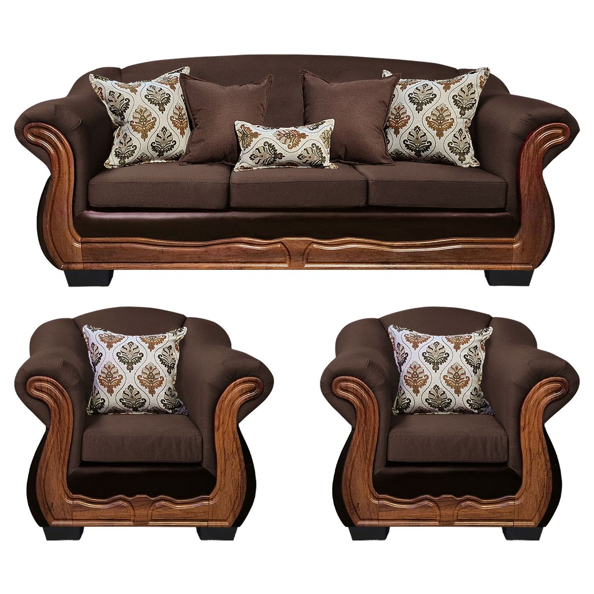 AMERICA DECORA - Living Con Resorte Estructural Búfalo 6 Cuerpos 4+1+1 Chenille+PU X