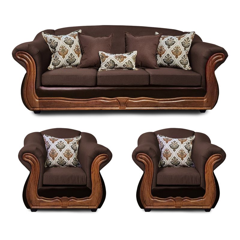 AMERICA DECORA - Living Con Resorte Estructural Búfalo 6 Personas 4+1+1 Chenille+PU X