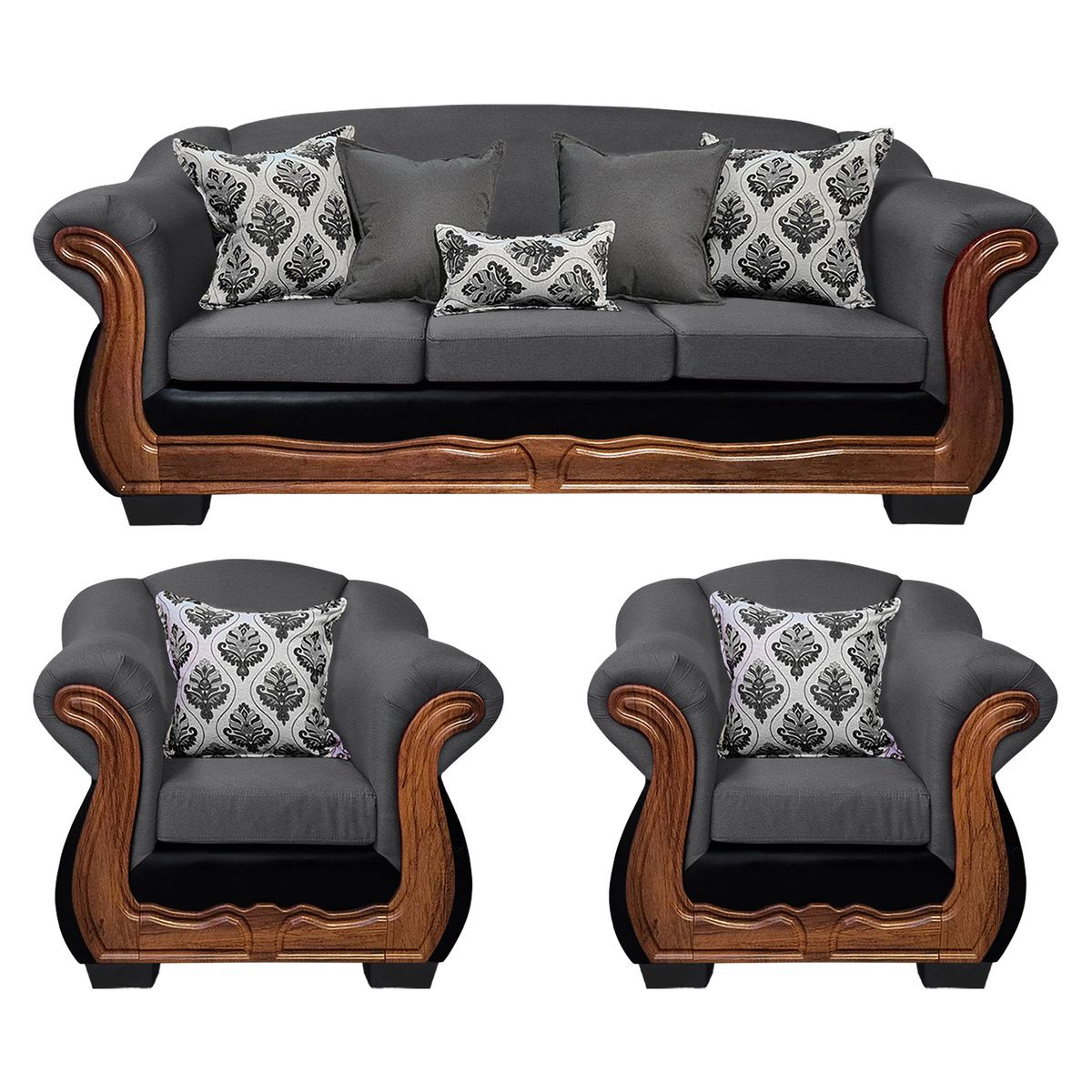 AMERICA DECORA - Living Con Resorte Estructural Búfalo 6 Cuerpos 4+1+1 Chenille+PU X