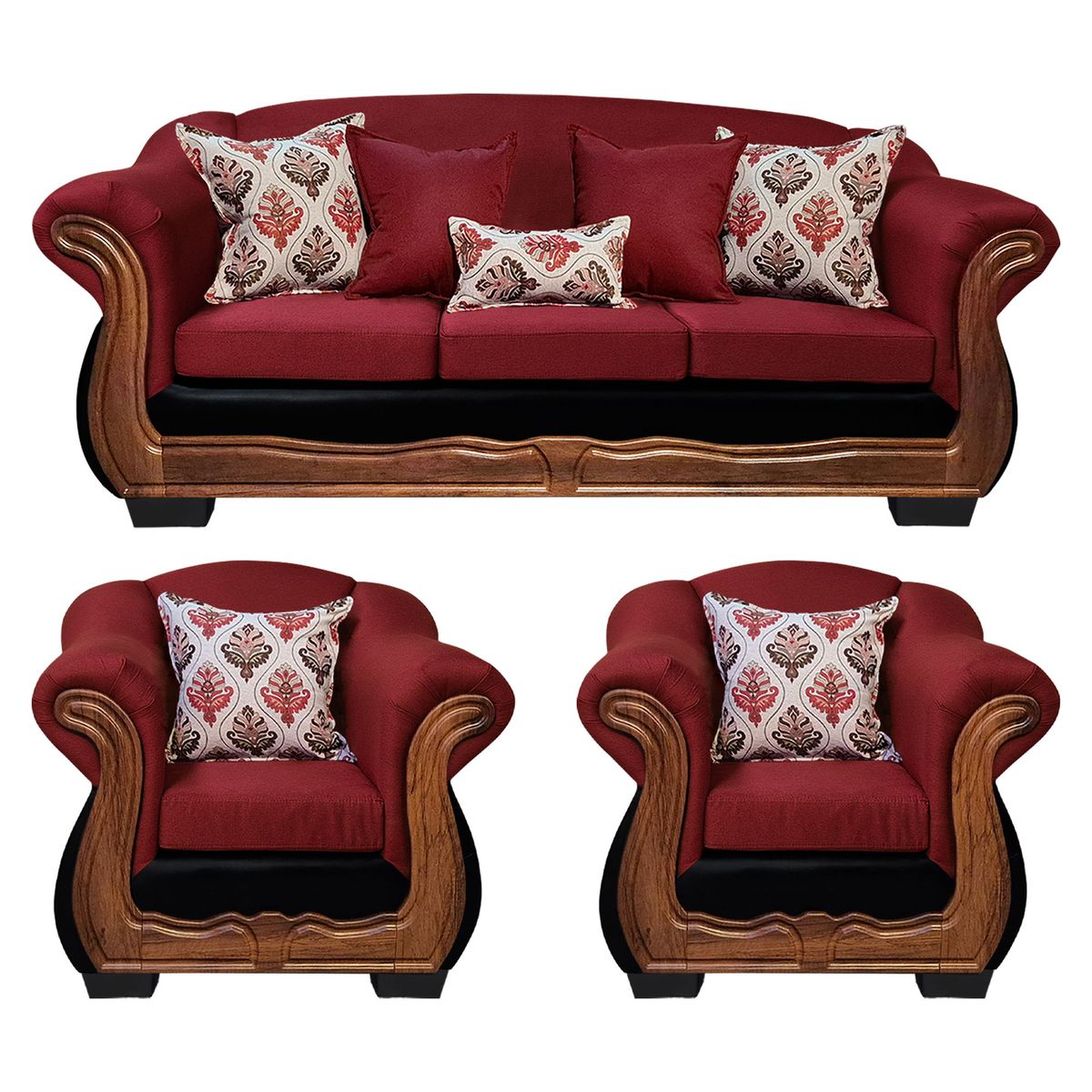 AMERICA DECORA - Living Con Resorte Estructural Búfalo 6 Personas 4+1+1 Chenille+PU X