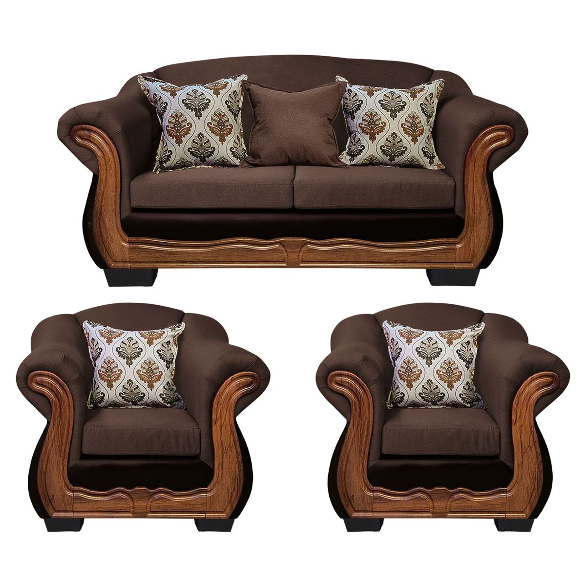 AMERICA DECORA - Living Con Resorte Estructural Búfalo 5 Cuerpos 3+1+1 Chenille+PU X