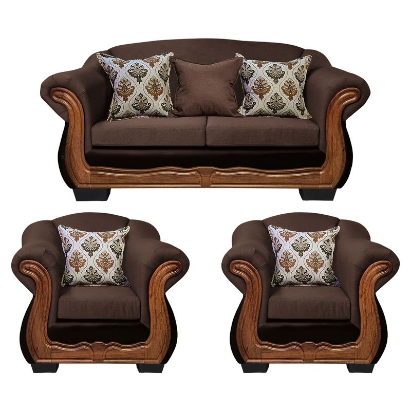 AMERICA DECORA - Living Con Resorte Estructural Búfalo 5 Personas 3+1+1 Chenille+PU X