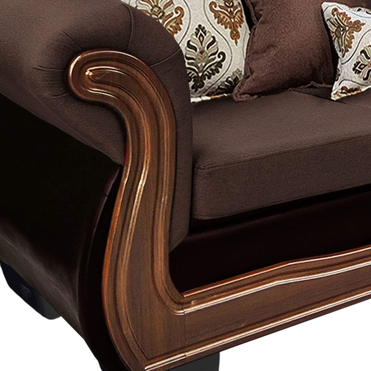 AMERICA DECORA - Living Con Resorte Estructural Búfalo 5 Cuerpos 3+1+1 Chenille+PU X