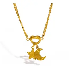 GENERICO - Collar LUNA Y ESTRELLA en acero