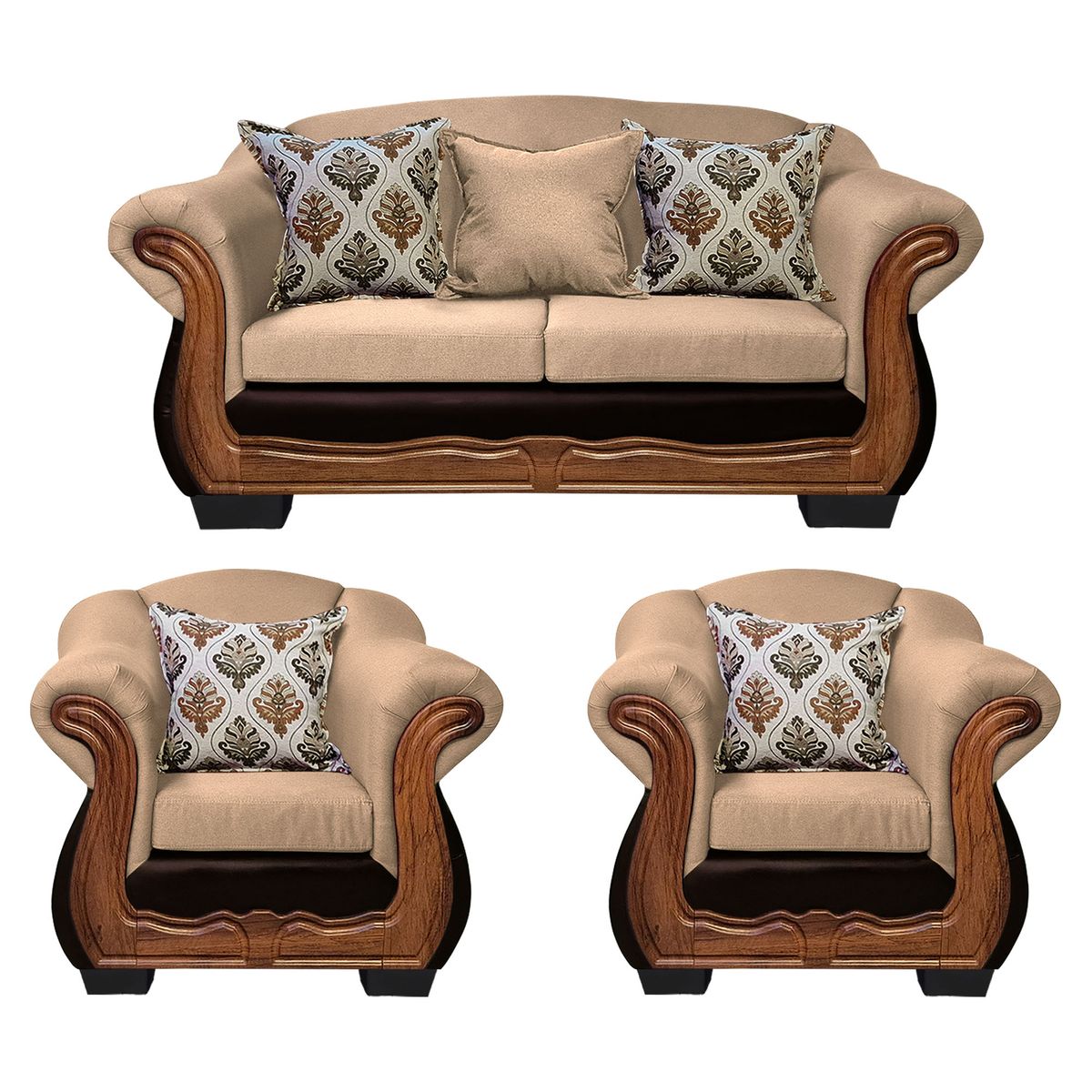 AMERICA DECORA - Living Con Resorte Estructural Búfalo 5 Cuerpos 3+1+1 Chenille+PU X