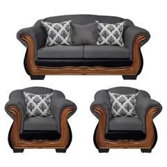 AMERICA DECORA - Living Con Resorte Estructural Búfalo 5 Cuerpos 3+1+1 Chenille+PU X