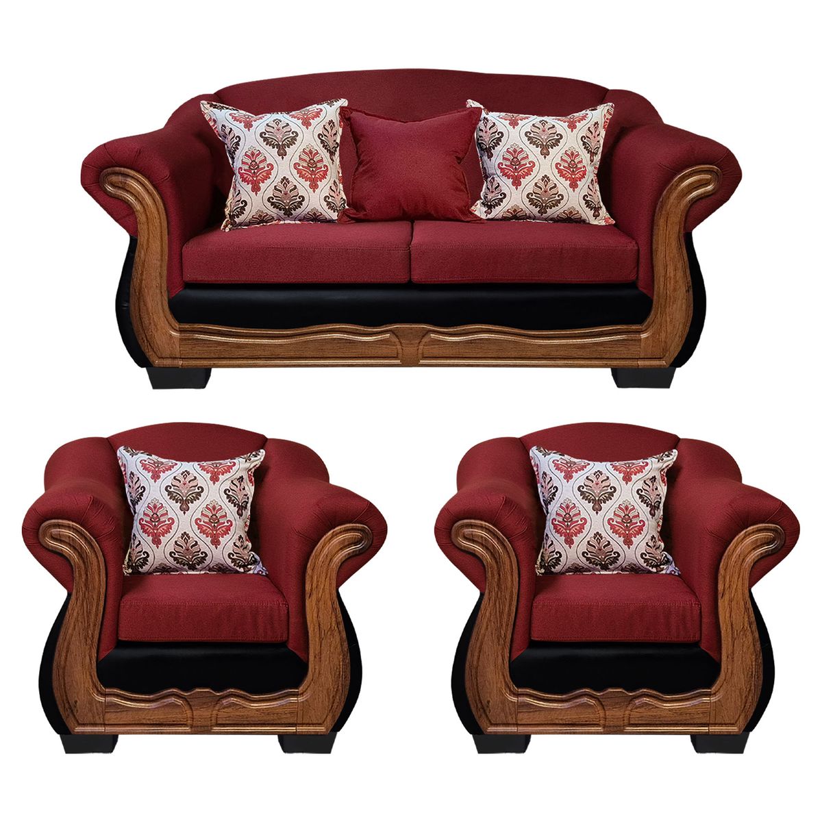 AMERICA DECORA - Living Con Resorte Estructural Búfalo 5 Personas 3+1+1 Chenille+PU X