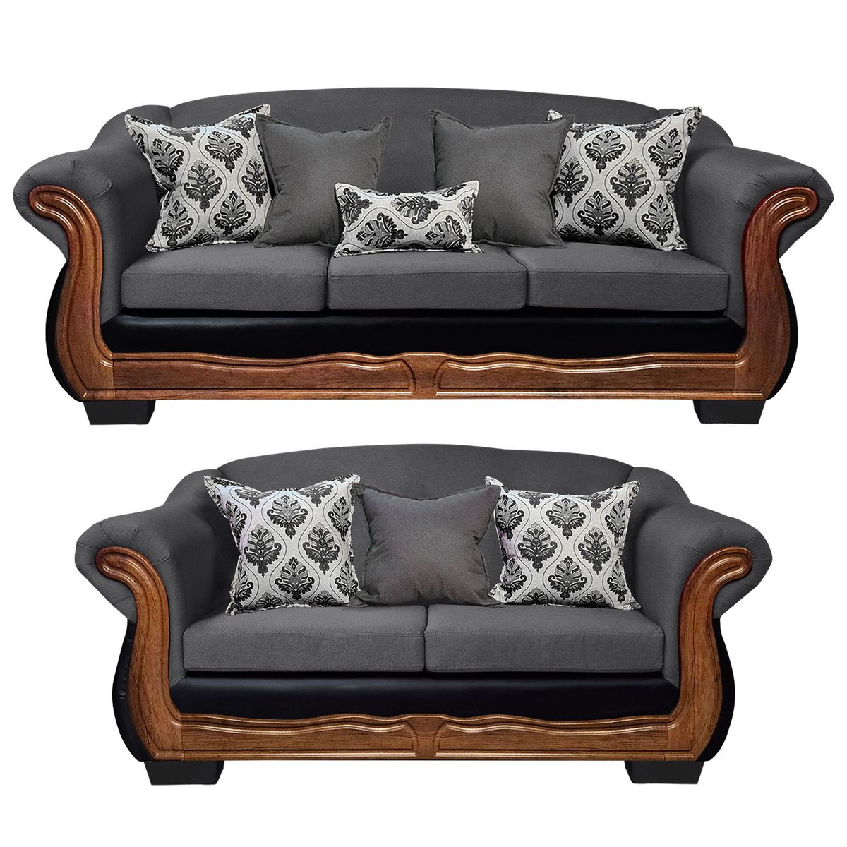 AMERICA DECORA - Living Con Resorte Estructural Búfalo 7 Cuerpos 4+3 Chenille+PU X