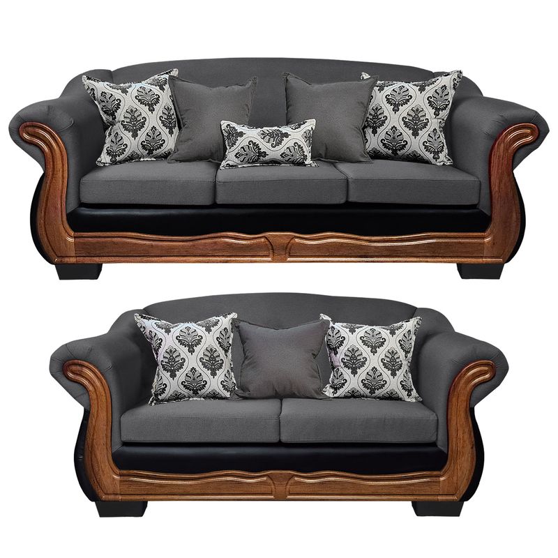 AMERICA DECORA - Living Con Resorte Estructural Búfalo 7 Personas 4+3 Chenille+PU X