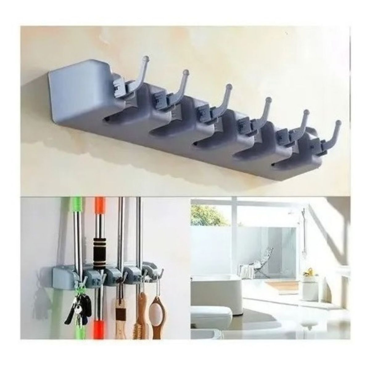 GENERICO - Organizador De Escobas   Escobillones 5 Compartimiento!