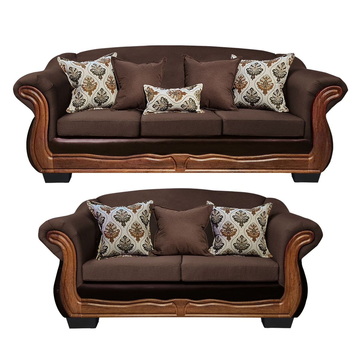 AMERICA DECORA - Living Con Resorte Estructural Búfalo 7 Cuerpos 4+3 Chenille+PU X