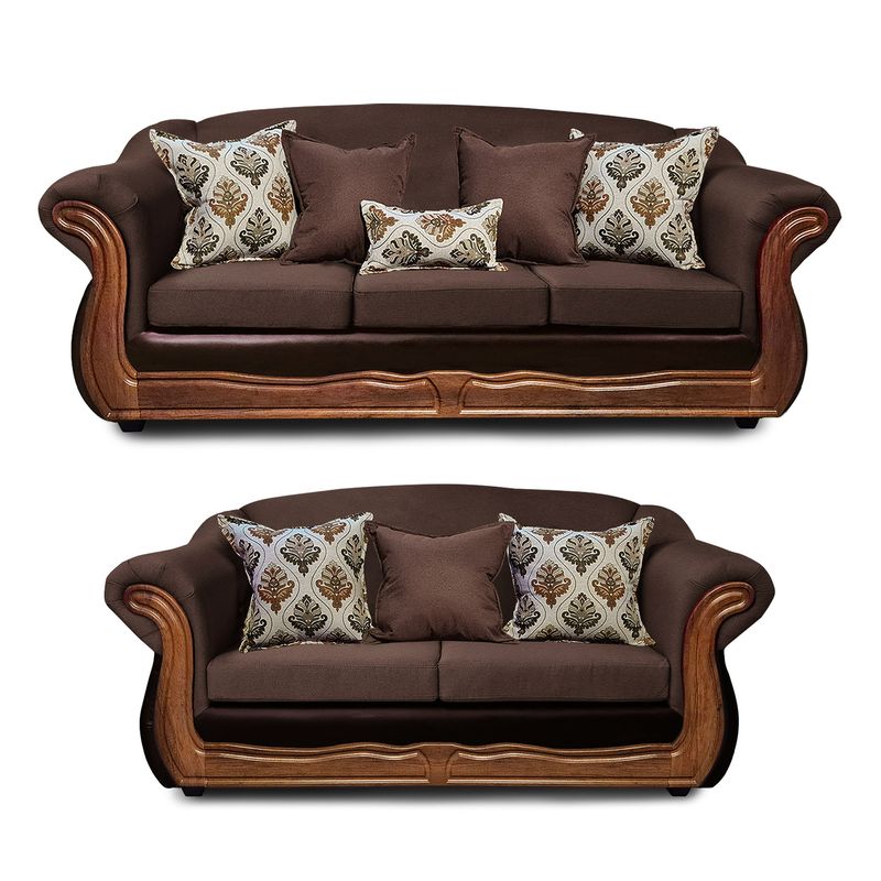 AMERICA DECORA - Living Con Resorte Estructural Búfalo 7 Personas 4+3 Chenille+PU X