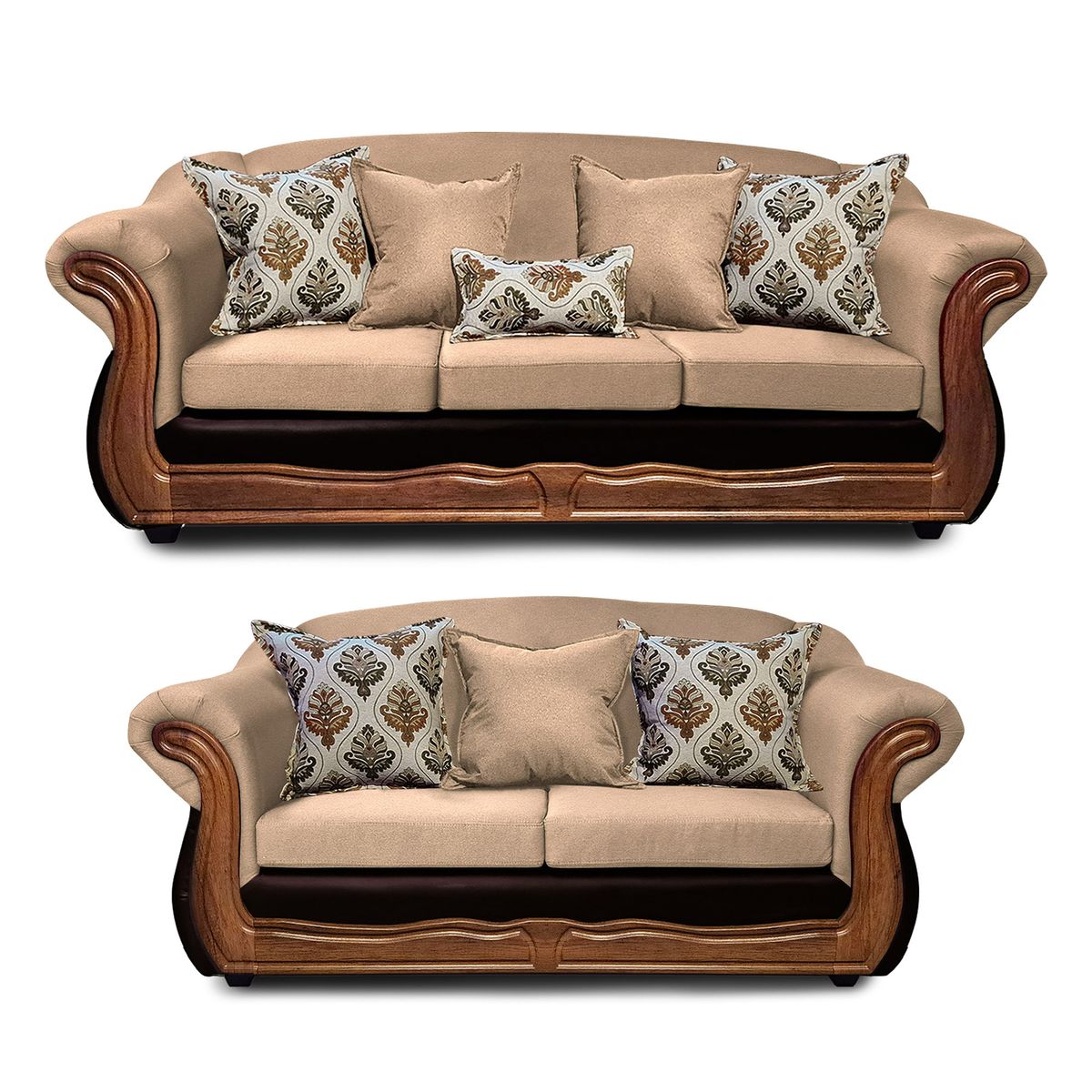 AMERICA DECORA - Living Con Resorte Estructural Búfalo 7 Cuerpos 4+3 Chenille+PU X