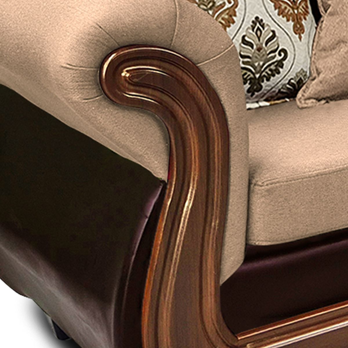 AMERICA DECORA - Living Con Resorte Estructural Búfalo 7 Cuerpos 4+3 Chenille+PU X