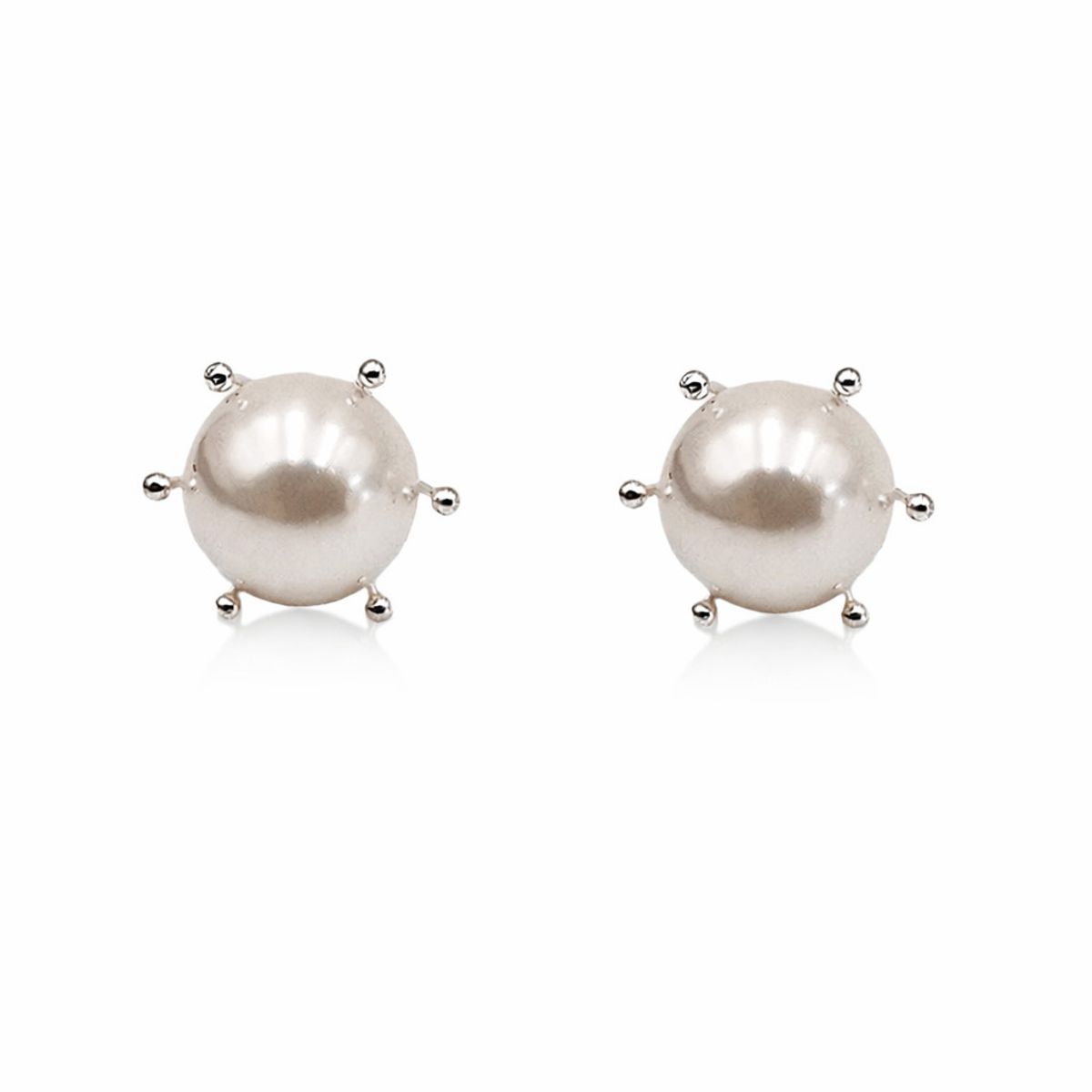 JOYAS MYTOKE - Aros Perla Pistilo Pelotita 10mm Grande Plata Fina 925 Mujer