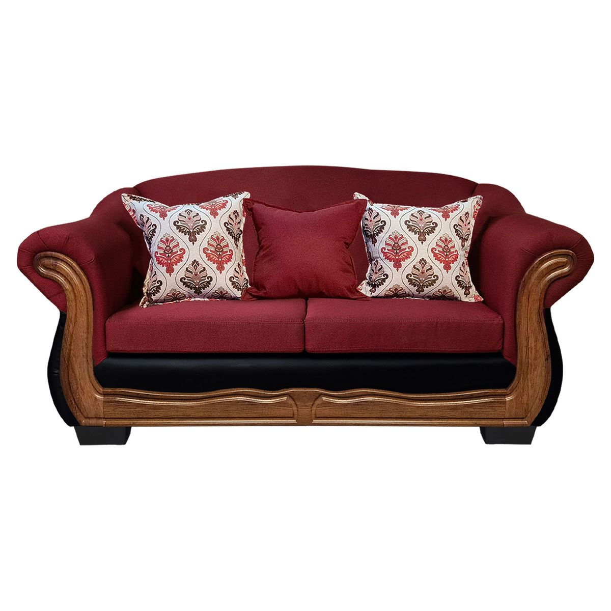 AMERICA DECORA - Sofá Con Resorte Estructural 3 Cuerpos Búfalo Chenille + PU Rojo X