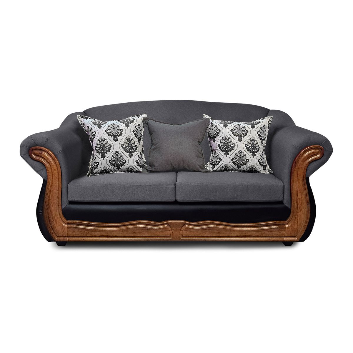 AMERICA DECORA - Sofá Con Resorte Estructural 3 Cuerpos Búfalo Chenille + PU Gris X