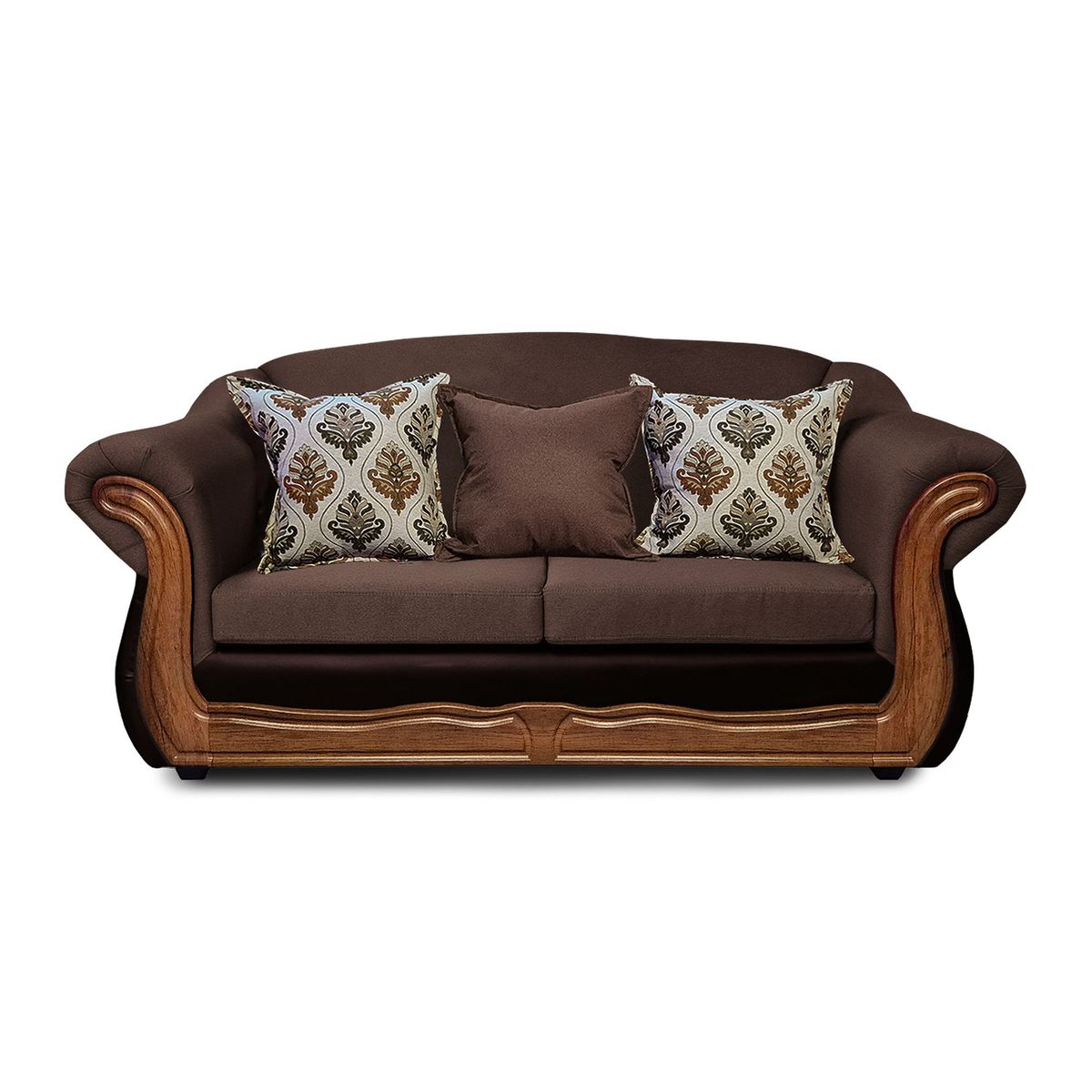 AMERICA DECORA - Sofá Con Resorte Estructural 3 Cuerpos Búfalo Chenille + PU Café Oscuro X