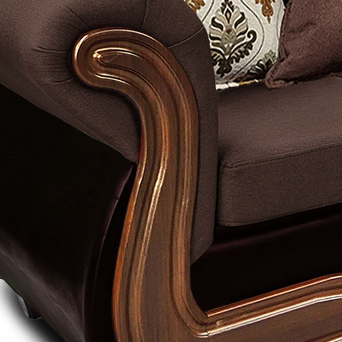 AMERICA DECORA - Sofá Con Resorte Estructural 3 Cuerpos Búfalo Chenille + PU Café Oscuro X