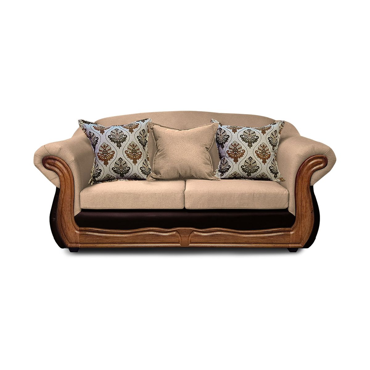 AMERICA DECORA - Sofá Con Resortes Estructurales 3 Cuerpos Búfalo Chenille + PU Beige X