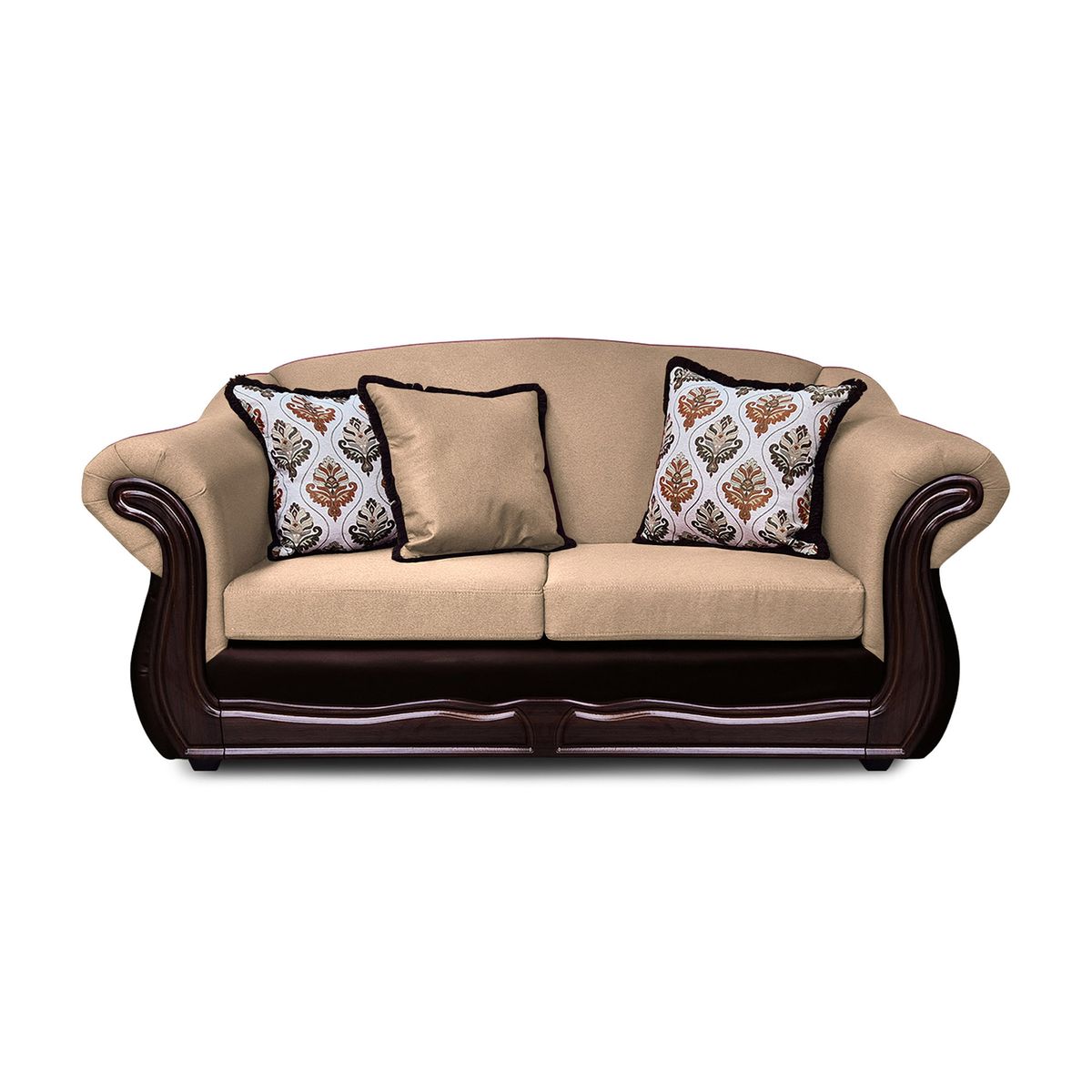 AMERICA DECORA - Sofá Con Resorte Estructural 3 Cuerpos Búfalo Chenille + PU Beige