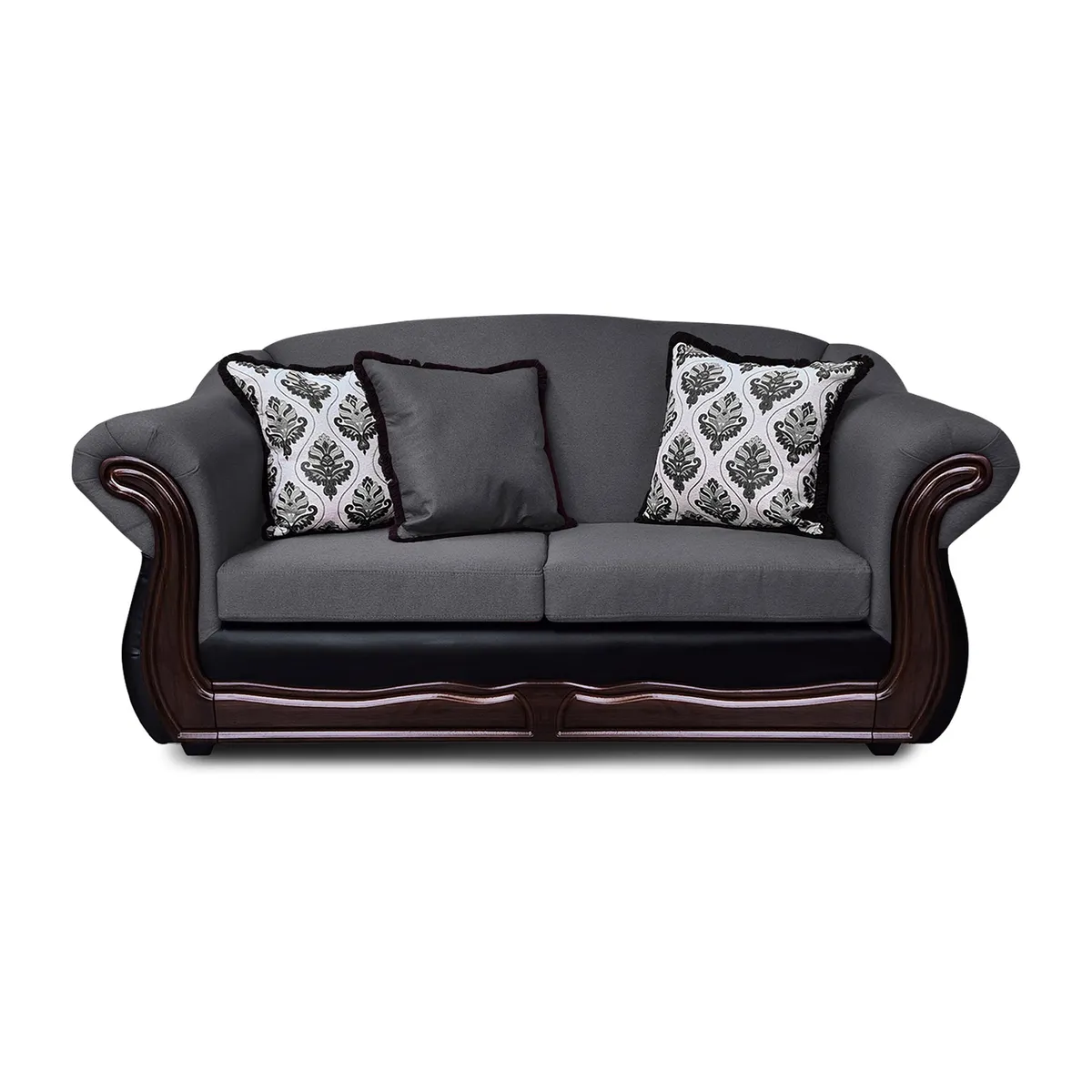 AMERICA DECORA - Sofá Con Resorte Estructural 3 Cuerpos Búfalo Chenille + PU Gris