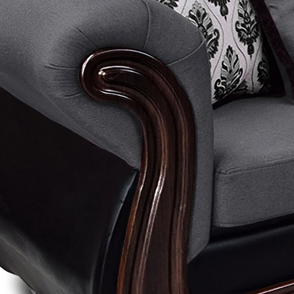 AMERICA DECORA - Sofá Con Resorte Estructural 3 Cuerpos Búfalo Chenille + PU Gris