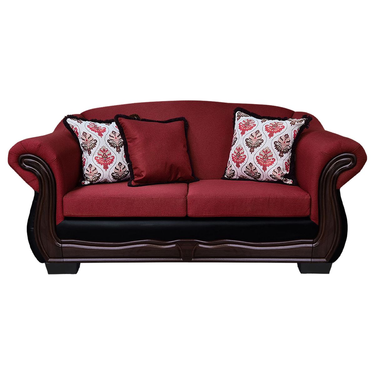 AMERICA DECORA - Sofá Con Resorte Estructural 3 Cuerpos Búfalo Chenille + PU Rojo