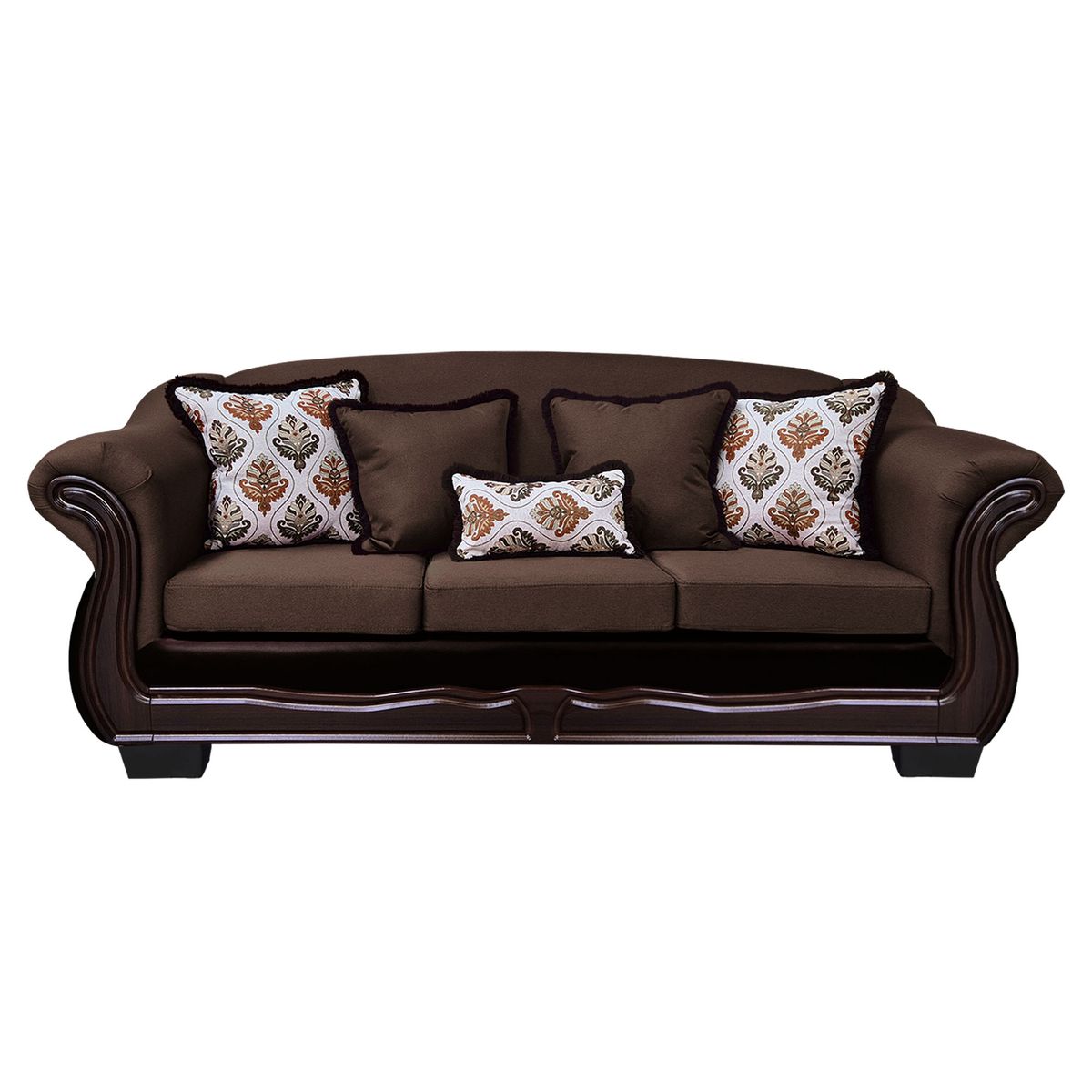 AMERICA DECORA - Sofá Con Resorte Estructural Búfalo 4 Cuerpos Chenille+PU