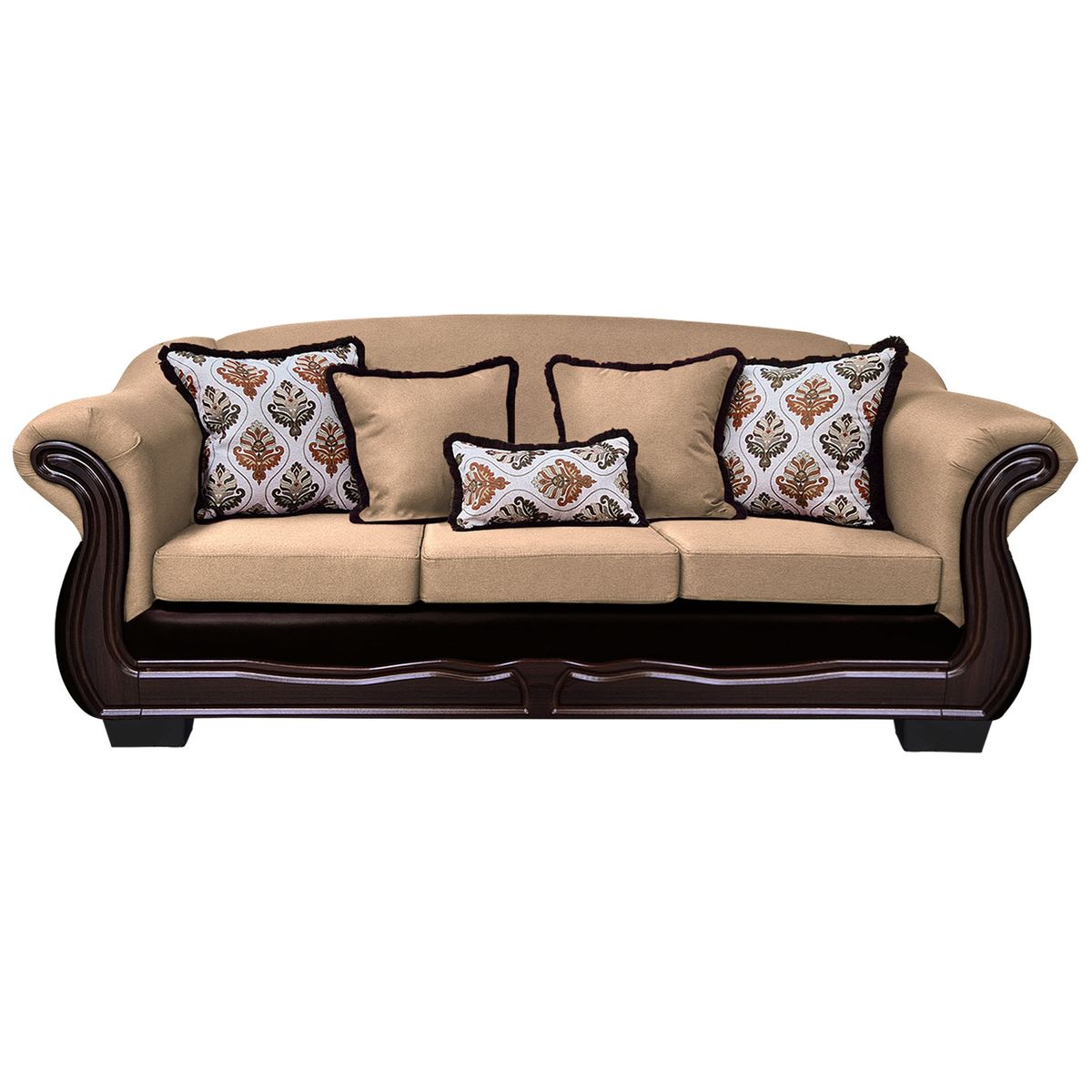 AMERICA DECORA - Sofá Con Resorte Estructural Búfalo 4 Cuerpos Chenille+PU