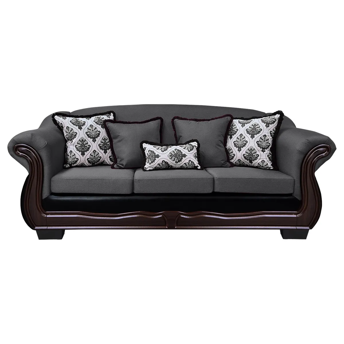 AMERICA DECORA - Sofá Con Resorte Estructural Búfalo 4 Cuerpos Chenille+PU