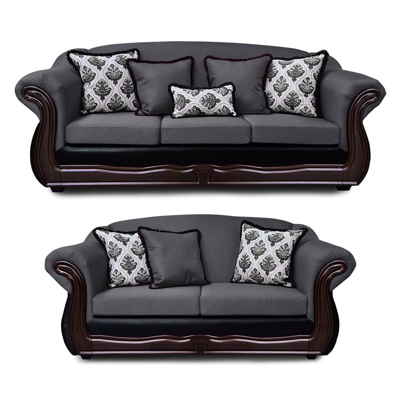 AMERICA DECORA - Living Con Resorte Estructural Búfalo 7 Personas 4+3 Chenille+PU