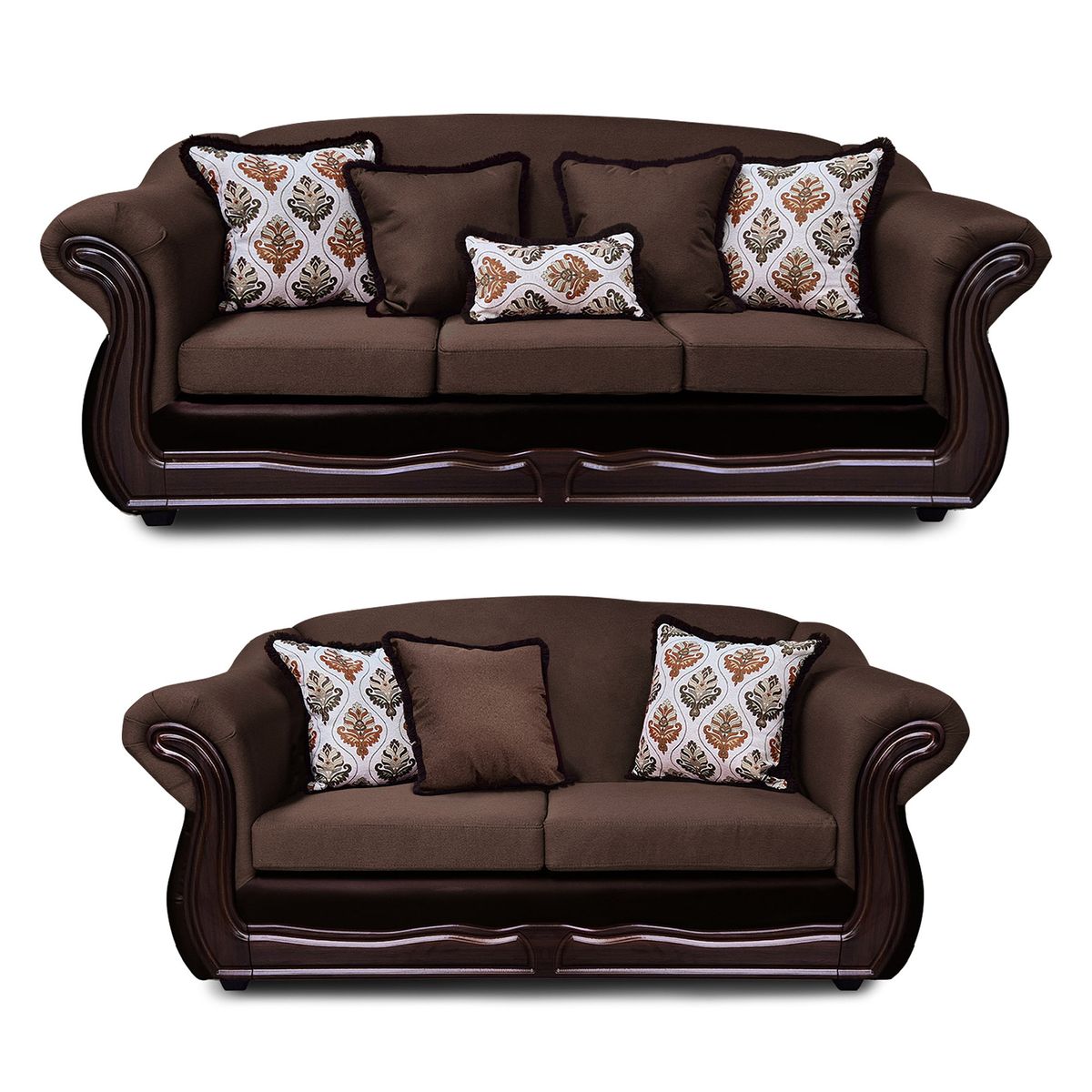 AMERICA DECORA - Living Con Resorte Estructural Búfalo 7 Cuerpos 4+3 Chenille+PU