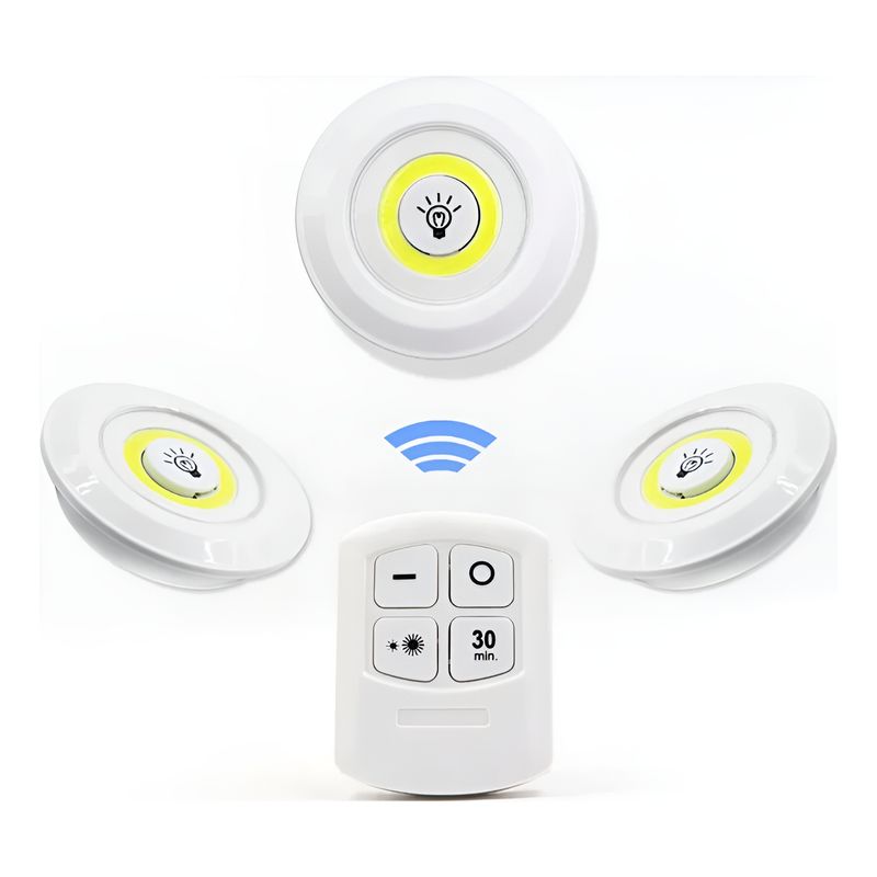 GENERICO - Pack 3 Lampara Led Cob Con Control Remoto