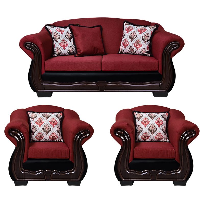 AMERICA DECORA - Living Con Resorte Estructural Búfalo 5 Personas 3+1+1 Chenille+PU