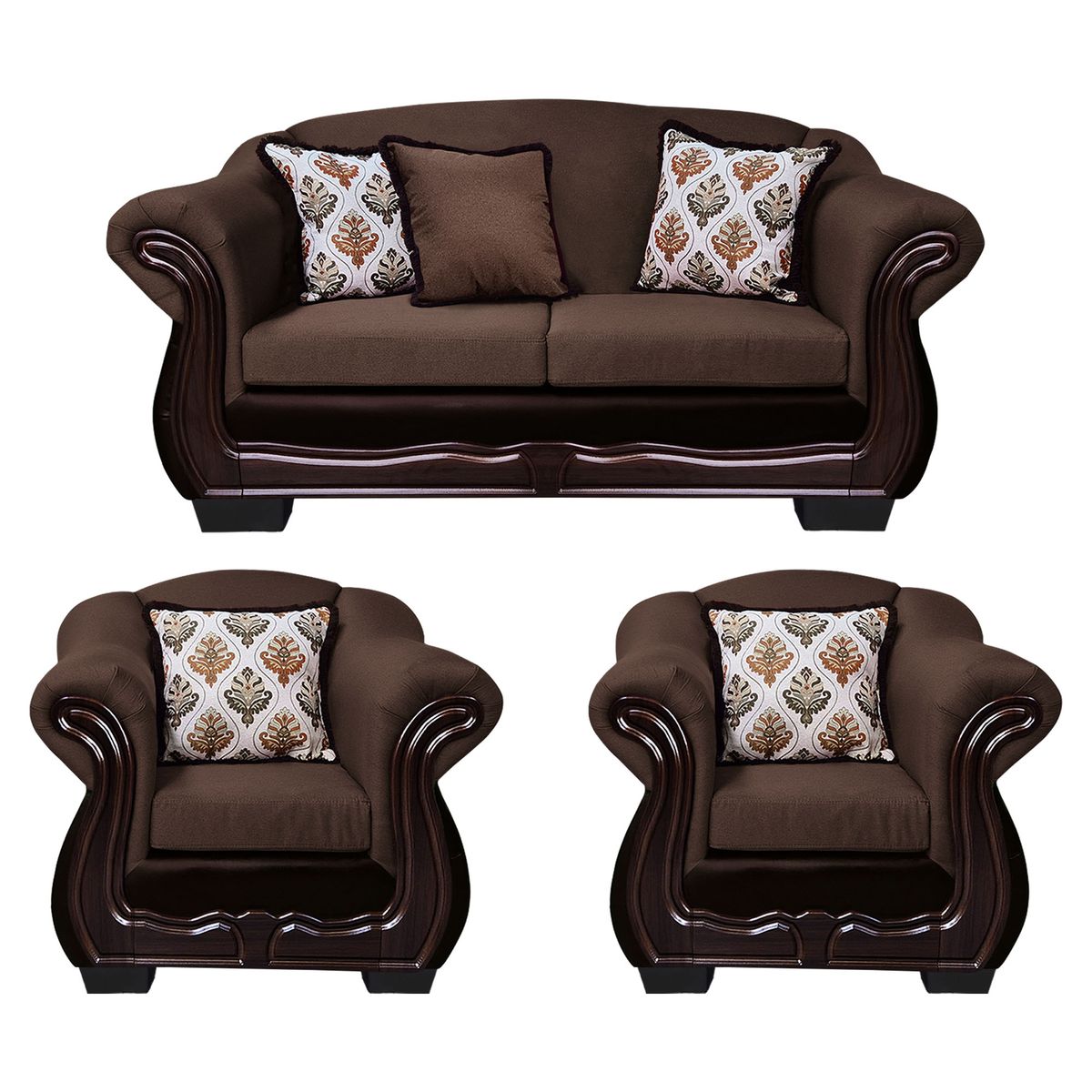 AMERICA DECORA - Living Con Resorte Estructural Búfalo 5 Cuerpos 3+1+1 Chenille+PU