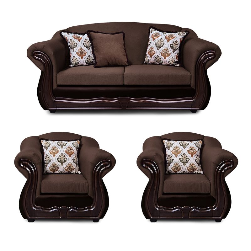 AMERICA DECORA - Living Con Resorte Estructural Búfalo 5 Personas 3+1+1 Chenille+PU